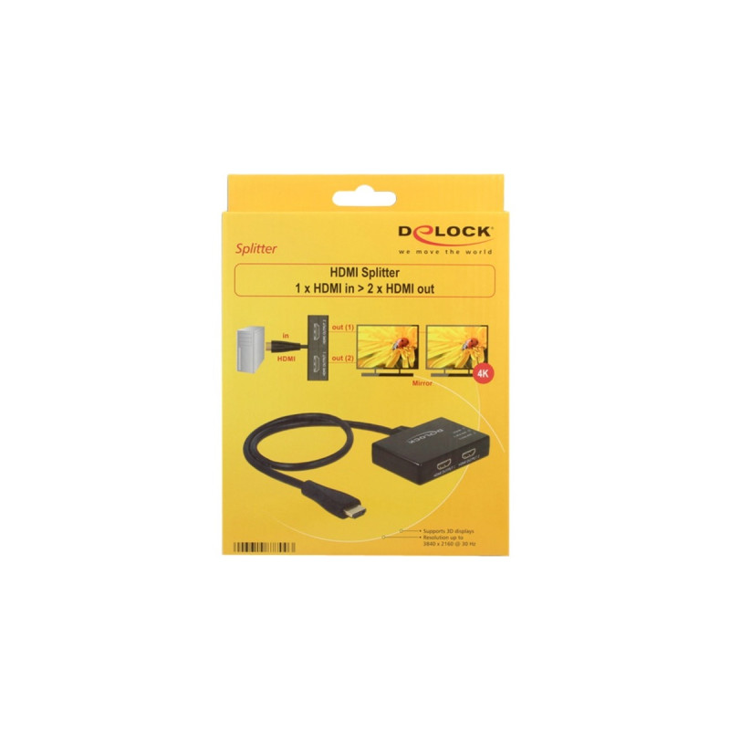 2x HDMI out 4K, HDMI Splitter(schwarz, 60cm)