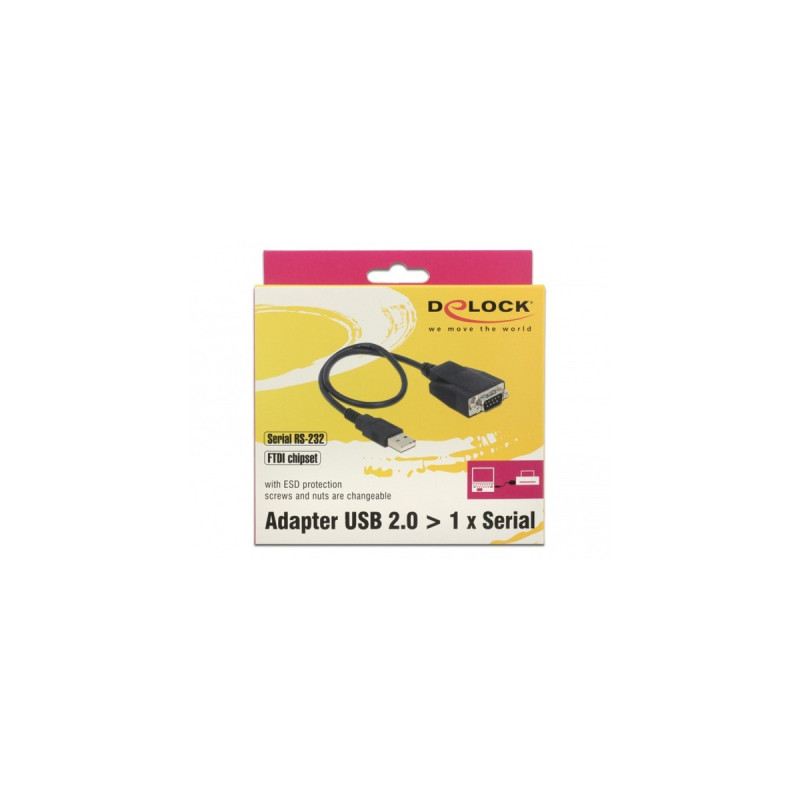 Seriell RS-232 Stecker(schwarz, 35cm, ESD Überspannungsschutz)