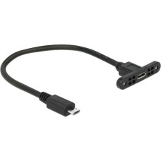 Micro-USB Buchse zum Einbau(schwarz, 25cm)