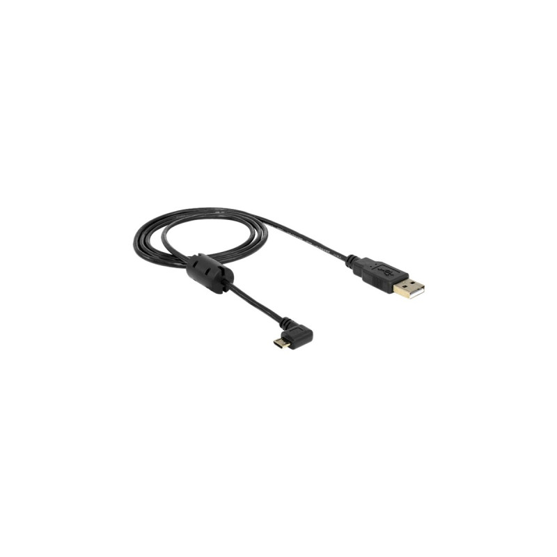 Micro-USB Stecker 270°(schwarz, 1 Meter, rechts / links abgewinkelt)