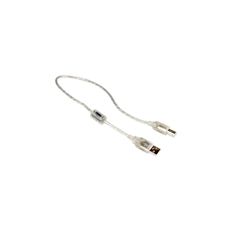 USB-B Stecker(transparent, 0,5 Meter)