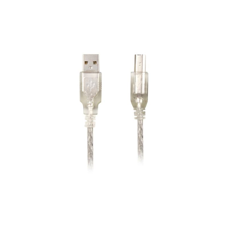 USB-B Stecker(transparent, 0,5 Meter)