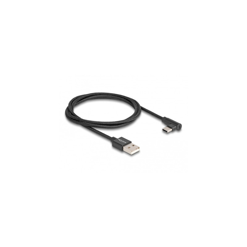USB-C Stecker(schwarz, 1 Meter, gesleevt, 90° abgewinkelt)