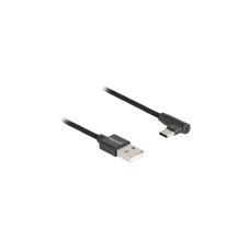 USB-C Stecker(schwarz, 3 Meter, gesleevt, 90° abgewinkelt)