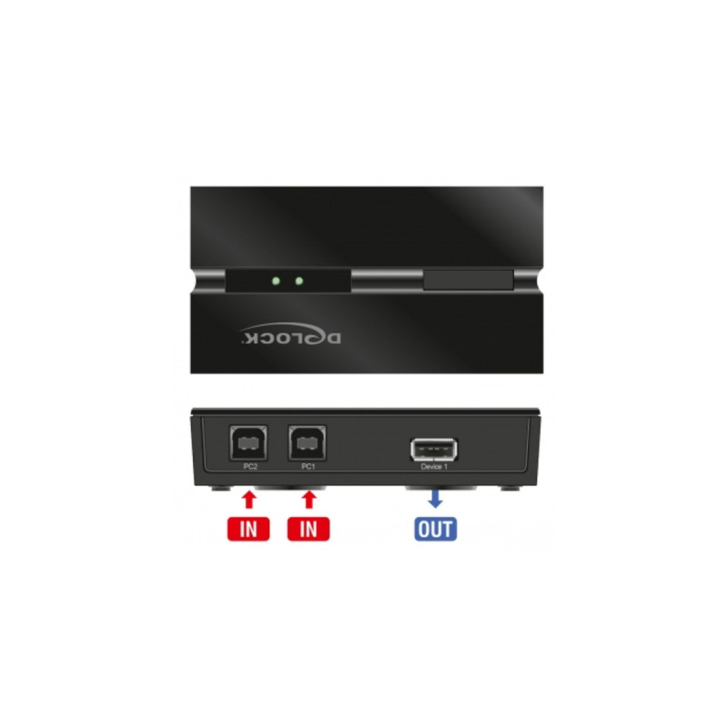 DeLOCK USB 2.0 Switch für 2 PC an 1 Gerät, USB-Umschalter(schwarz)