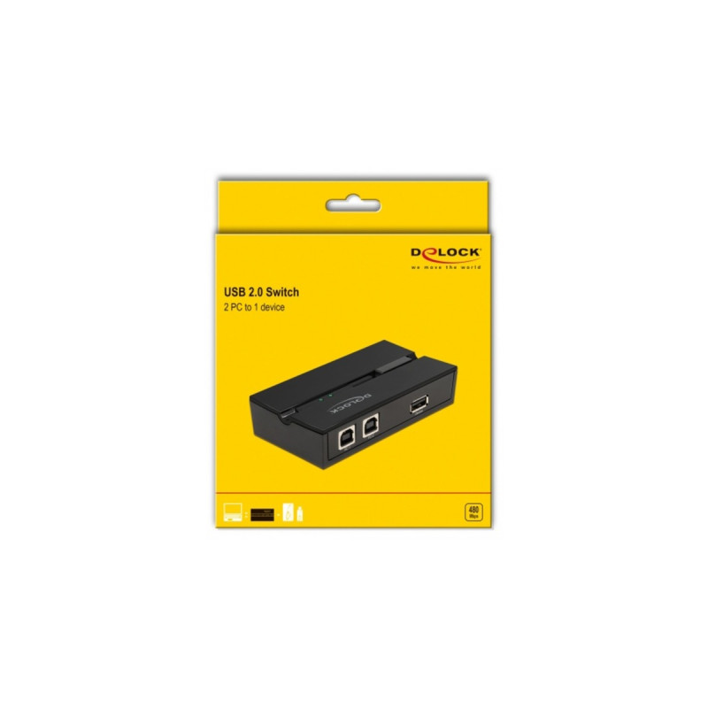 DeLOCK USB 2.0 Switch für 2 PC an 1 Gerät, USB-Umschalter(schwarz)