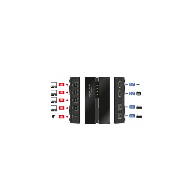 DeLOCK USB 2.0 Switch für 4 PC an 4 Geräte, USB-Umschalter