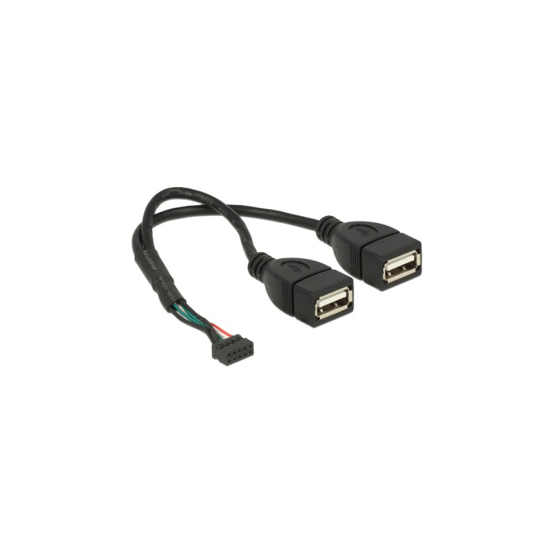 2x USB-A Buchse(schwarz, 20cm)