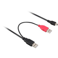 Mini-USB Stecker(schwarz/rot, 1 Meter)