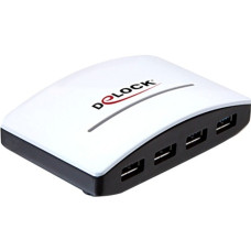 DeLOCK USB 3.0 externer HUB 4 Port, USB-Hub(weiß/schwarz, Retail)