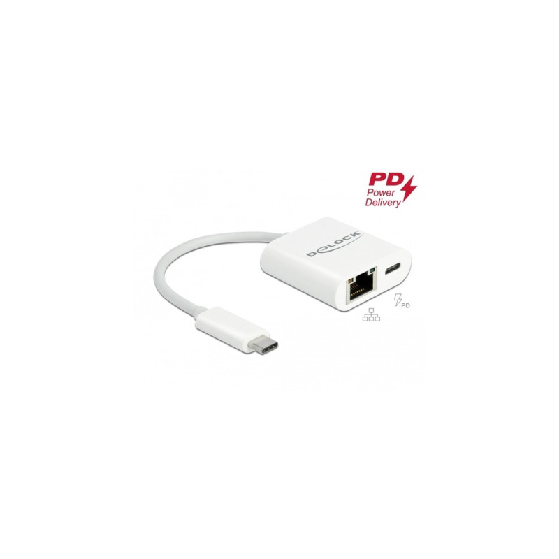 RJ-45 Buchse + USB-C Buchse(weiß, PD, Laden mit bis zu 60 Watt)