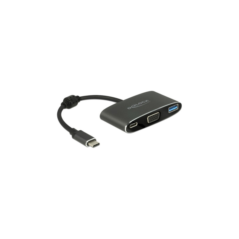 USB-A + USB-C Buchse + VGA Buchse(schwarz, 20cm, PD)