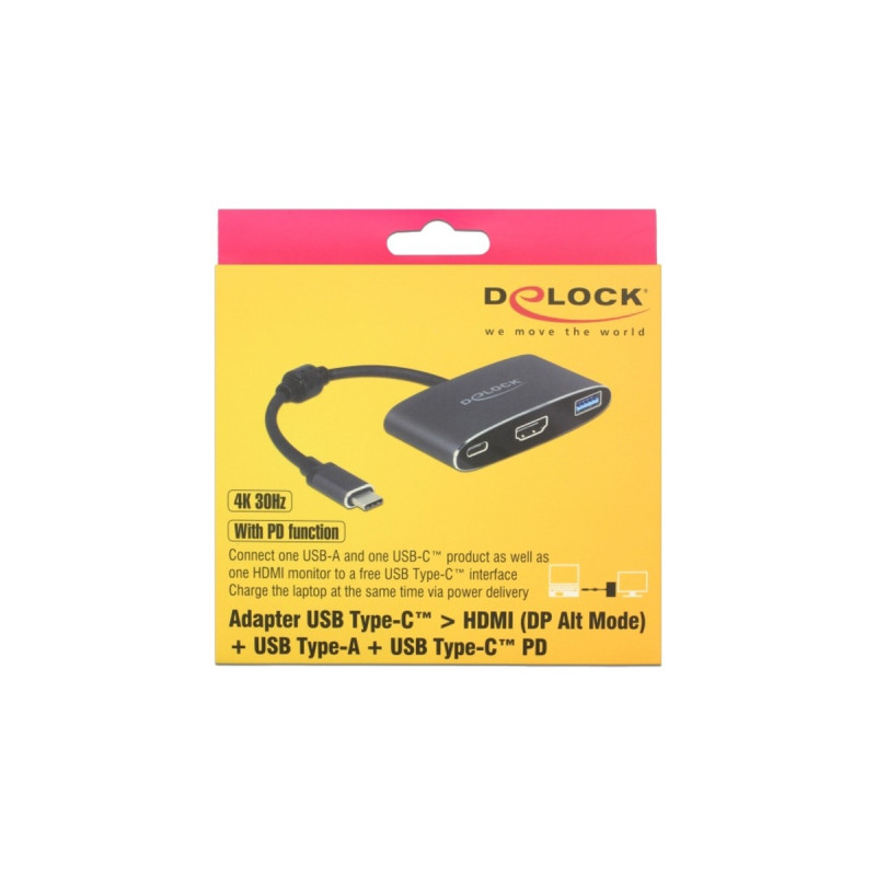 USB-A + USB-C + HDMI-Buchse(schwarz, 20cm, PD)