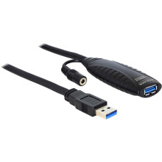 USB-A Buchse(schwarz, 10 Meter, mit DC Strombuchse)