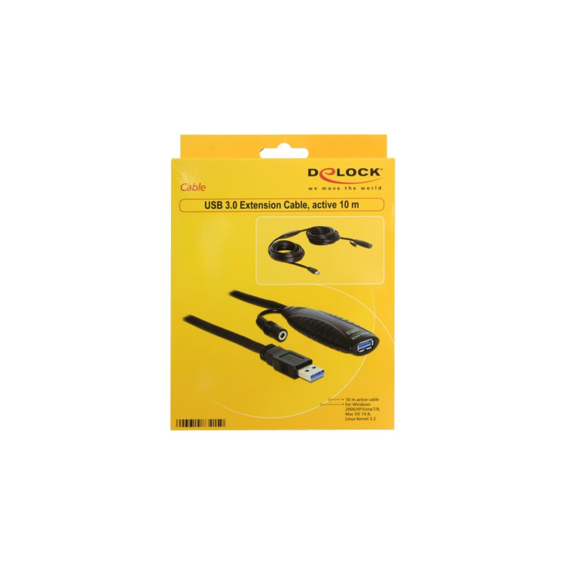 USB-A Buchse(schwarz, 10 Meter, mit DC Strombuchse)