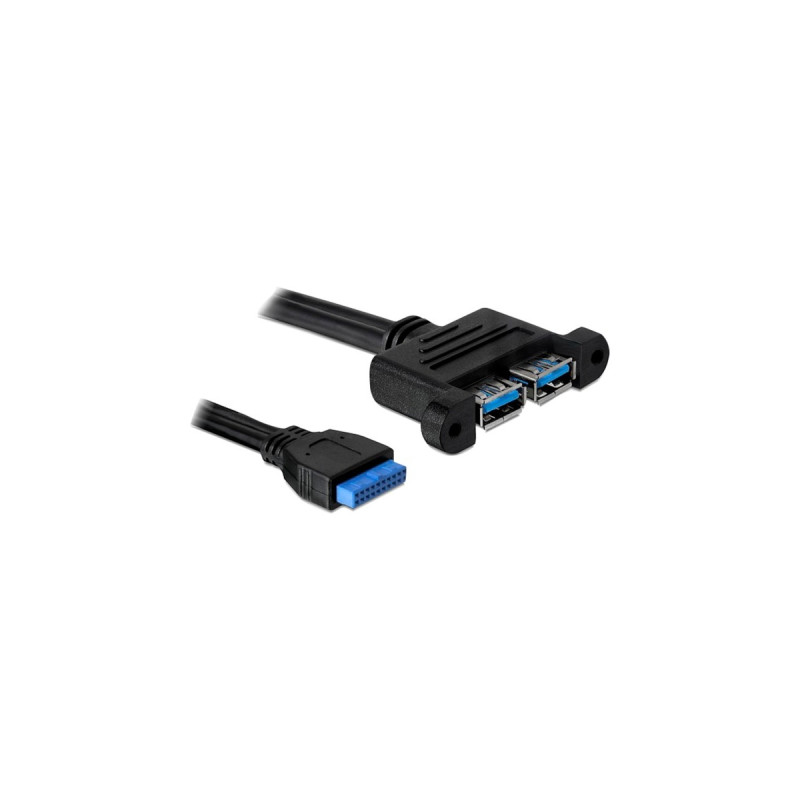 2x USB-A Buchse, zum Einbau(schwarz, 45cm)