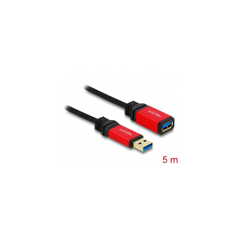 USB-A Buchse(schwarz/rot, 5 Meter, SuperSpeed)