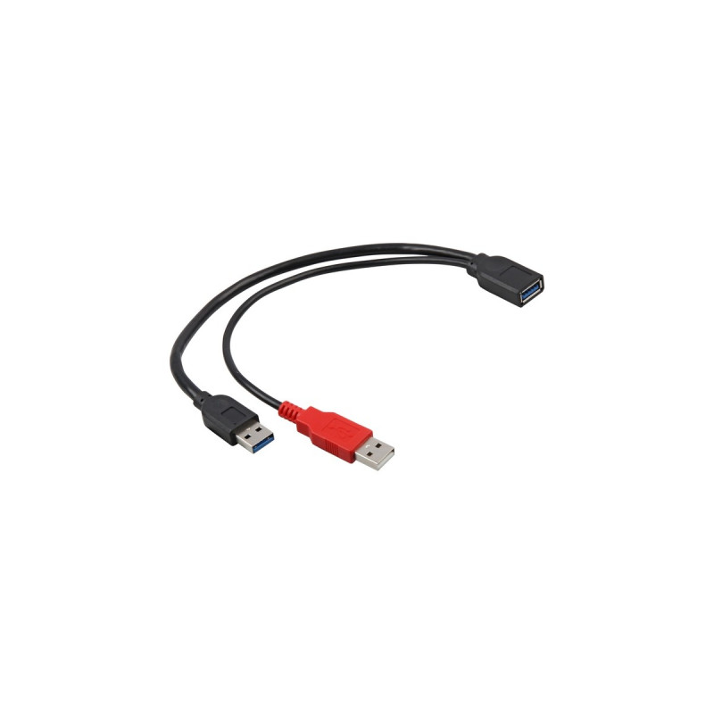 USB-A Buchse(schwarz/rot, 30cm)