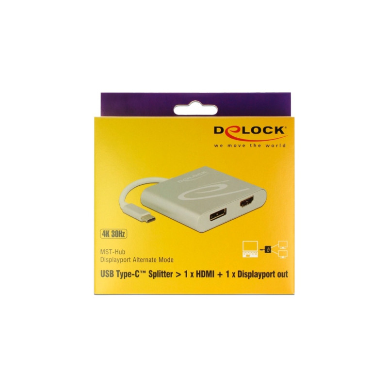 HDMI Buchse + DisplayPort Buchse(silber, 10cm, Video Splitter, 4K 30Hz)
