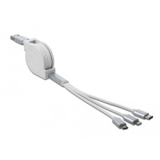 Micro-USB + USB-C + Lightning(weiß/silber, ca. 1 Meter, nur Ladefunktion)