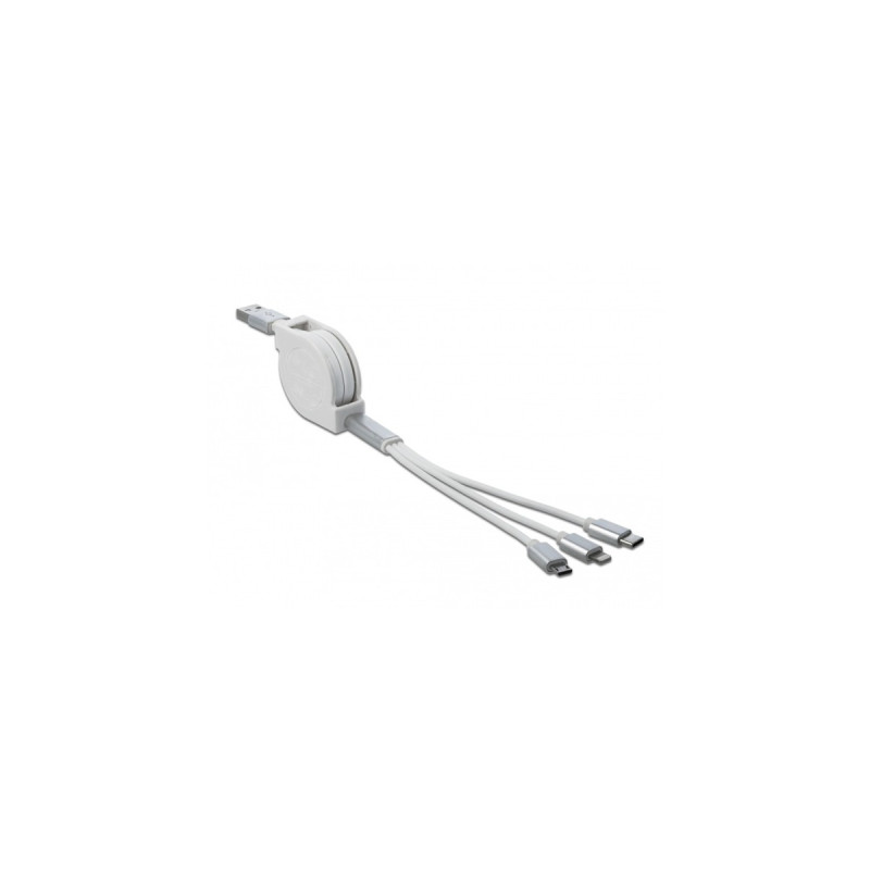 Micro-USB + USB-C + Lightning(weiß/silber, ca. 1 Meter, nur Ladefunktion)