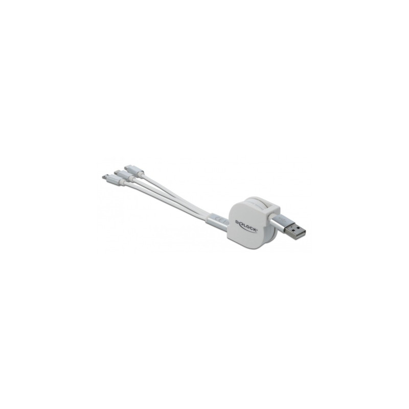 Micro-USB + USB-C + Lightning(weiß/silber, ca. 1 Meter, nur Ladefunktion)