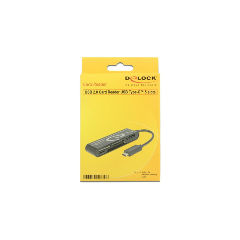 DeLOCK USB-C Card Reader, Kartenleser(schwarz, Retail)