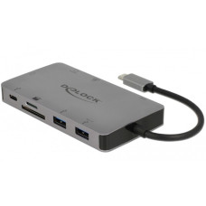 DeLOCK USB-C Dockingsstation 4K, Dockingstation(silber, HDMI, VGA, USB-A, RJ-45)