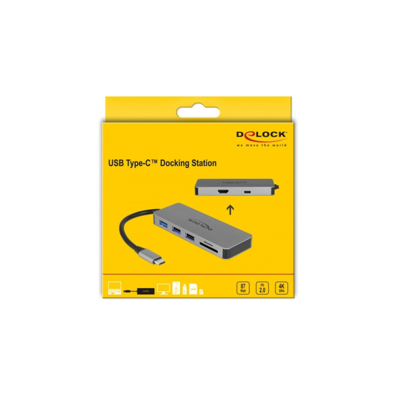 DeLOCK USB-C Dockingstation(grau, HDMI, Power Delivery)