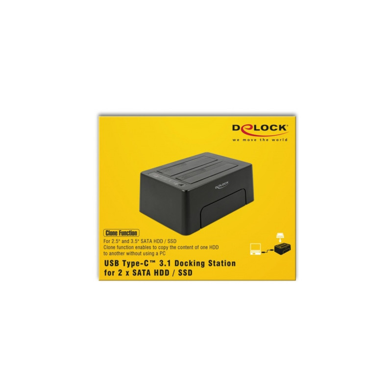 DeLOCK USB-C Dockingstation(schwarz, USB-C, Klonfunktion, HDD, SSD)
