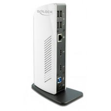 DeLOCK USB Dockingstation Dual HDMI Full-HD / USB 3.2 / LAN / Audio(schwarz/weiß)