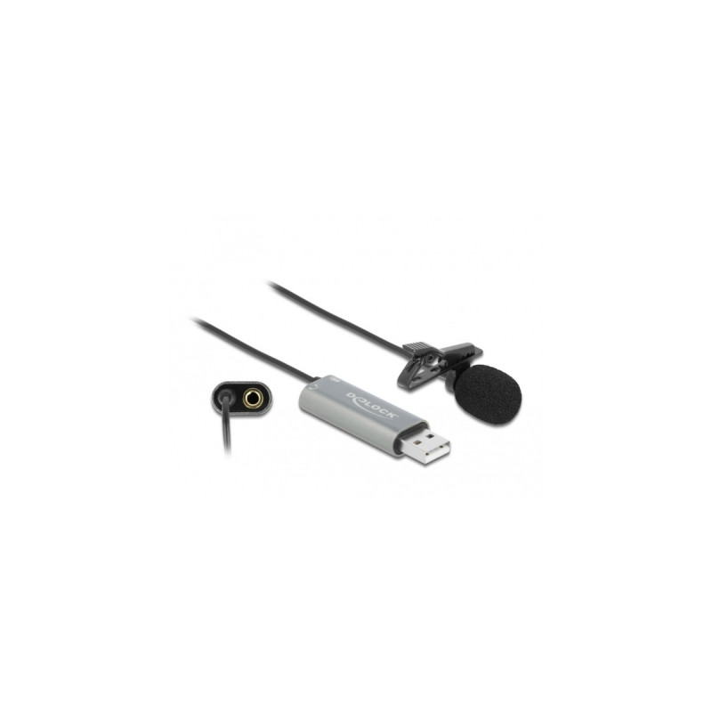 DeLOCK USB Krawatten Mikrofon(schwarz, Klinke)