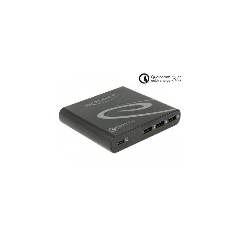 DeLOCK USB Ladegerät 1 x USB Type-C PD 85 W + 3 x USB Typ-A Qualcomm Quick Charge 3.0(schwarz)