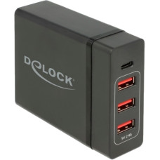 DeLOCK USB Ladegerät 1 x USB Type-C PD + 3 x USB Typ-A 60 W(schwarz)