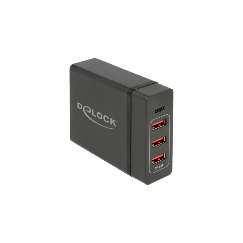DeLOCK USB Ladegerät 1 x USB Type-C PD + 3 x USB Typ-A 60 W(schwarz)