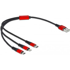 2x USB-C + Lightning Stecker(schwarz/rot, 30cm, gesleevt, nur Ladefunktion)