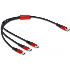 3x USB-C Stecker(schwarz/rot, 30cm, gesleevt, nur Ladefunktion)