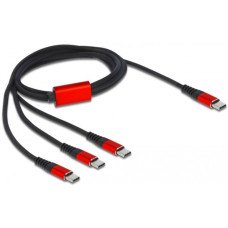 3x USB-C Stecker(schwarz/rot, 1 Meter, gesleevt, nur Ladefunktion)