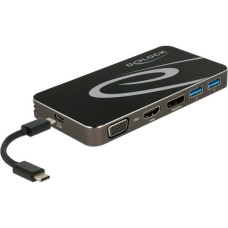 DeLOCK USB Type-C 3.2 Dockingstation(schwarz, 4K HDMI + DP, VGA, USB Hub und PD 3.0)