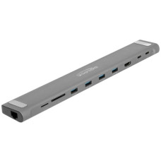 DeLOCK USB Type-C Slim Dockingstation 4K(grau, HDMI / USB 3.2 Gen 1 / LAN / SD / PD 3.0)