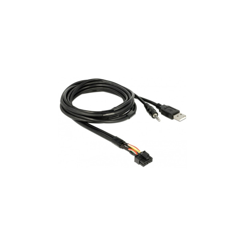 USB A + 3,5mm Klinkenbuchse(schwarz, 1,5 Meter, mit Einbaubuchse)