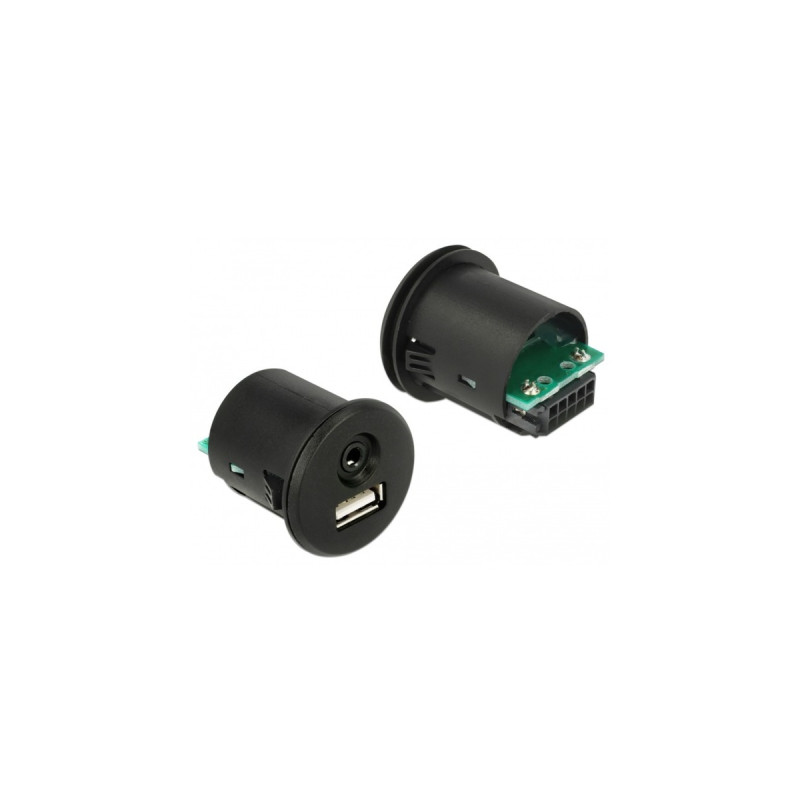 USB A + 3,5mm Klinkenbuchse(schwarz, 1,5 Meter, mit Einbaubuchse)