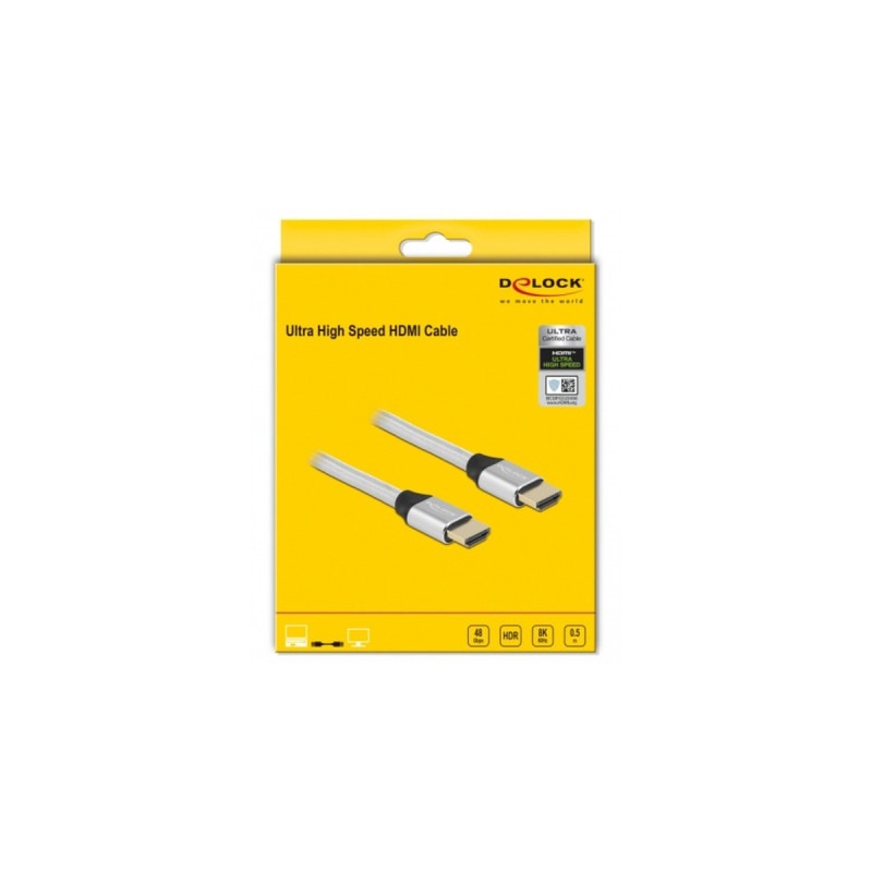 DeLOCK Ultra High Speed HDMI-Kabel 48 Gbps 8K 60Hz(silber, 50cm)