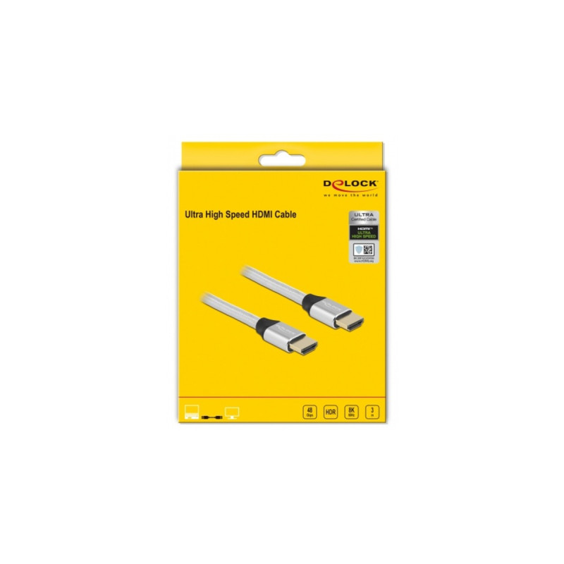 DeLOCK Ultra High Speed HDMI-Kabel 48 Gbps 8K 60Hz(silber, 3 Meter)