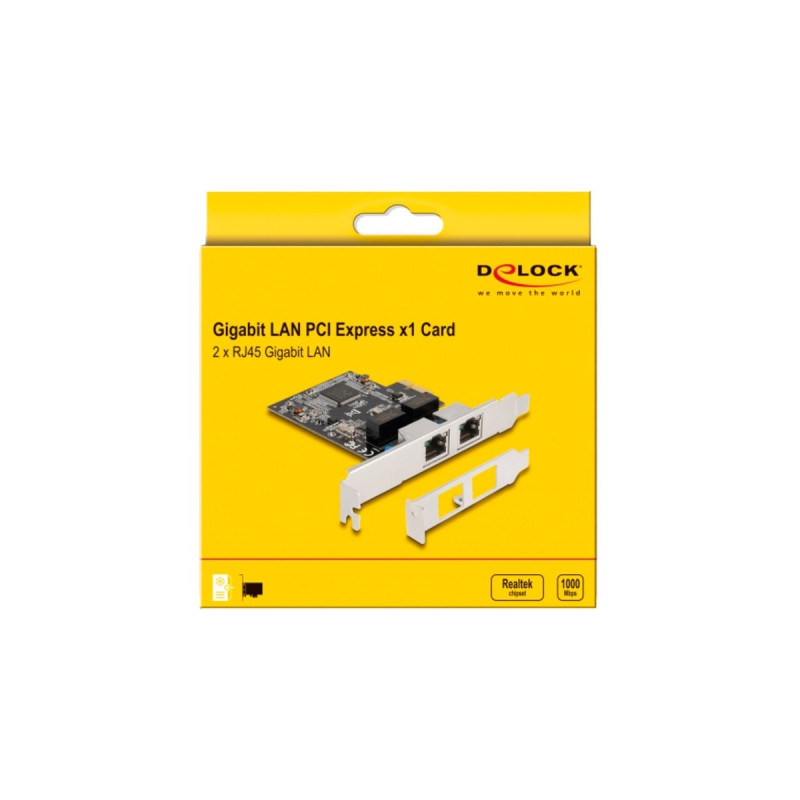 DeLOCKPCIE x1 auf 2x RJ45 Gbit, LAN-Adapter