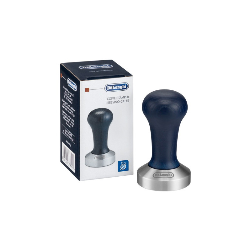DeLonghi Kaffee-Tamper DLSC058, Presse(dunkelblau/edelstahl, für Siebträger-Espressomaschinen)