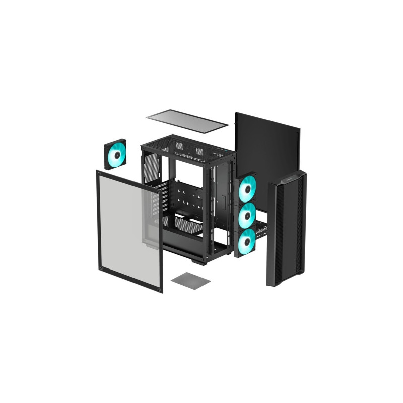 DeepCool CC560 V2 , Tower-Gehäuse(schwarz, Tempered Glass)