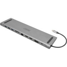 Digitus 11 Port USB-C Dockingstation(silber, USB, VGA, HDMI, RJ45)