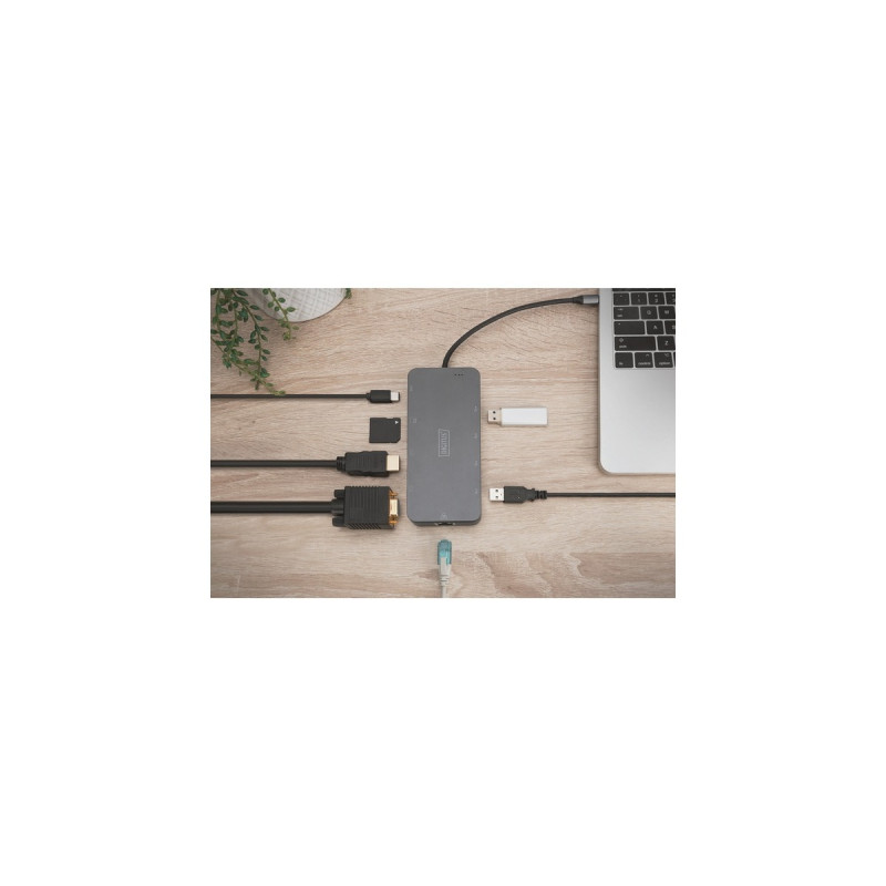 Digitus 11 Port USB-C Dockingstation mit SSD Enclosure(USB, VGA, HDMI, RJ45, M.2 SSD)