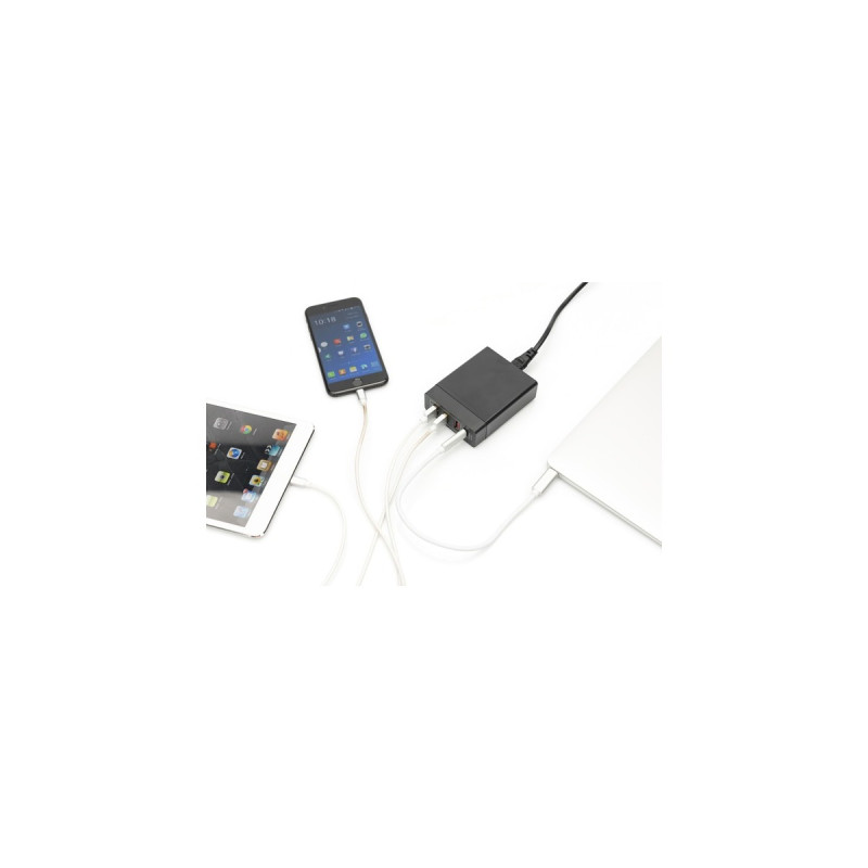 Digitus 4-Port Universal USB-Ladeadapter, Ladegerät(schwarz)
